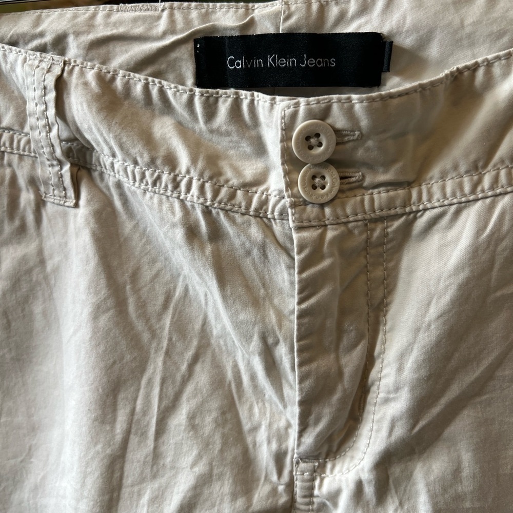 Calvin Klein Jeans Tan Flat Front Cotton Cargo Summer Shorts 10 - Picture 2 of 10